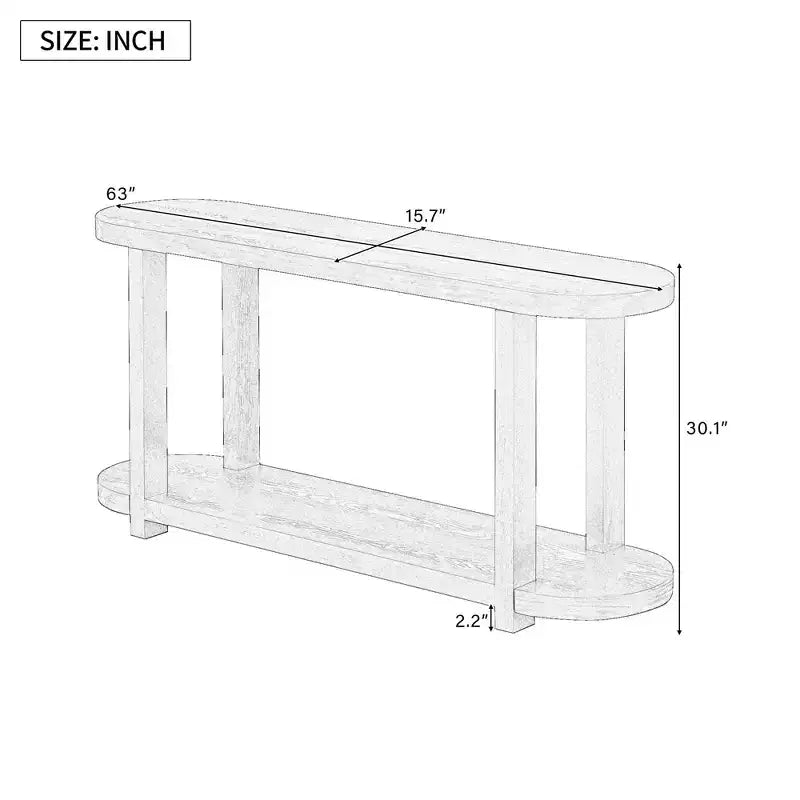Console ovale moderne à 2 niveaux avec plateau profilé, table d'entrée en bois minimaliste pour bureau, couloir, salon