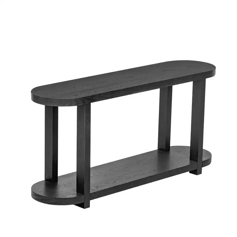Console ovale moderne à 2 niveaux avec plateau profilé, table d'entrée en bois minimaliste pour bureau, couloir, salon