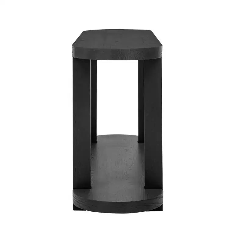 Console ovale moderne à 2 niveaux avec plateau profilé, table d'entrée en bois minimaliste pour bureau, couloir, salon