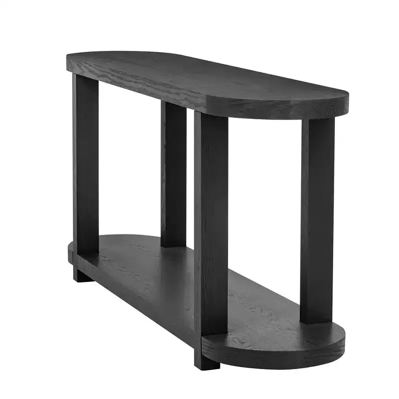 Console ovale moderne à 2 niveaux avec plateau profilé, table d'entrée en bois minimaliste pour bureau, couloir, salon