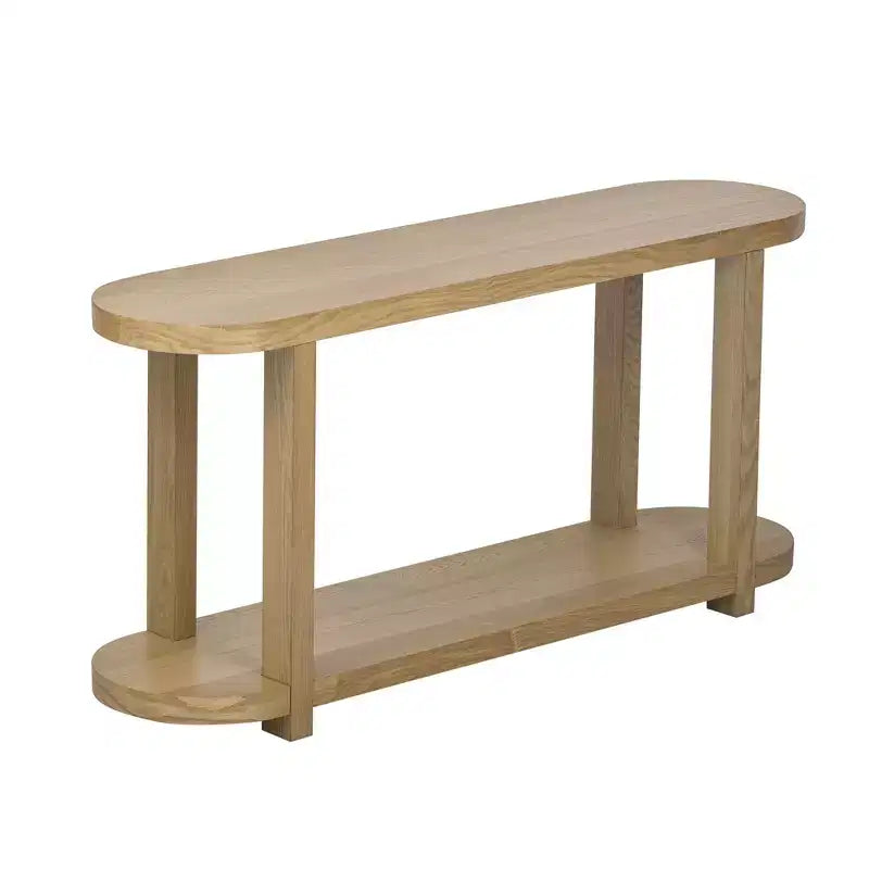 Console ovale moderne à 2 niveaux avec plateau profilé, table d'entrée en bois minimaliste pour bureau, couloir, salon