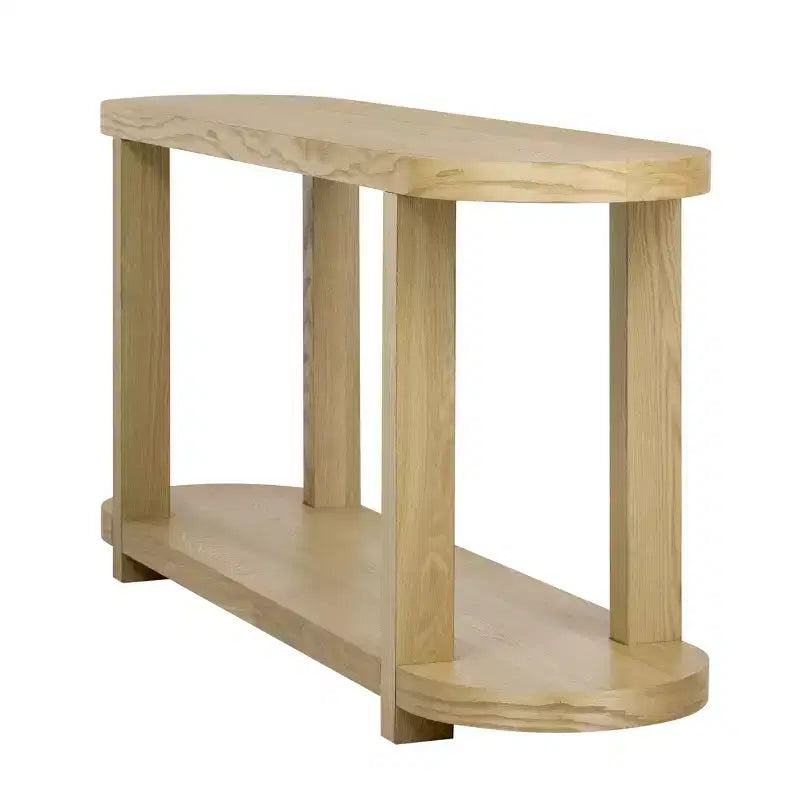 Console ovale moderne à 2 niveaux avec plateau profilé, table d'entrée en bois minimaliste pour bureau, couloir, salon