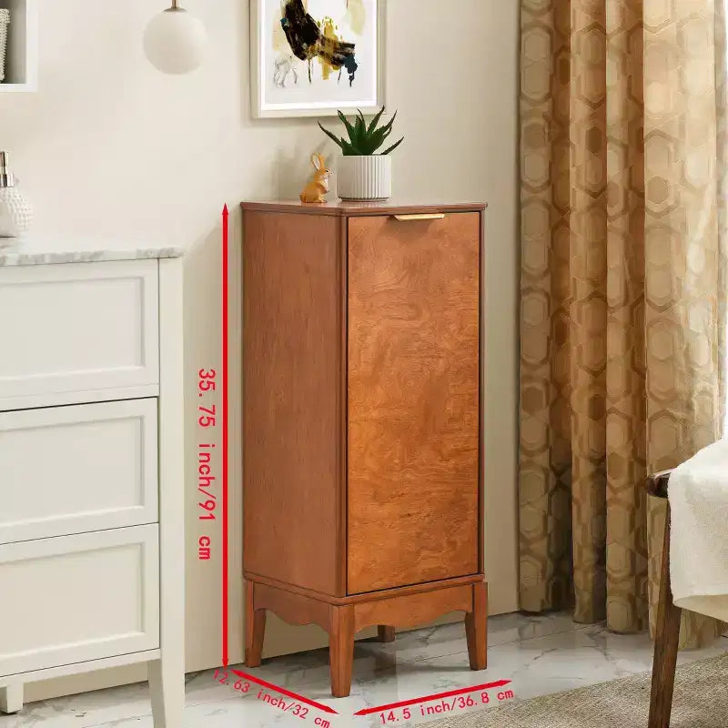 Meuble de salle de bain moderne sur pied et armoire à linge avec étagères réglables et quincaillerie en laiton antique