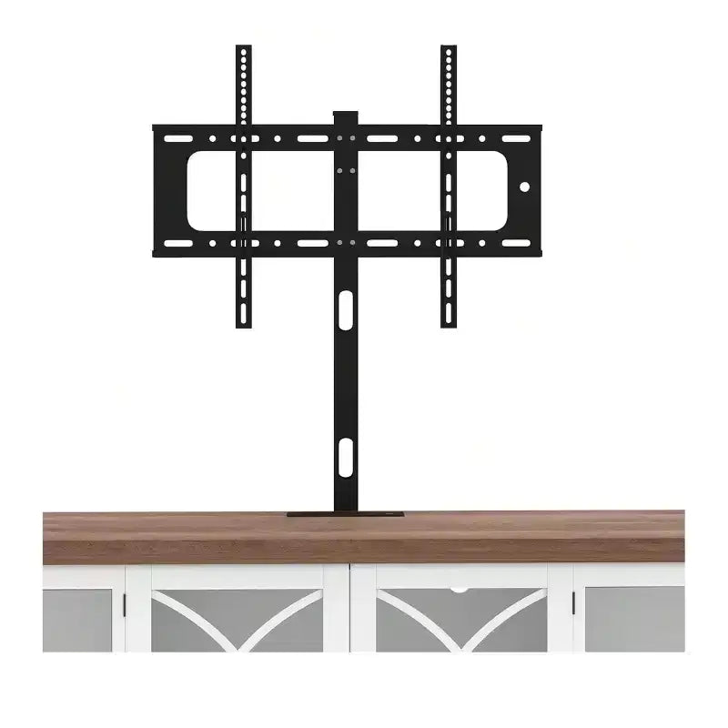 Meuble TV avec support et prises de courant pour téléviseur de 32 à 70 pouces, meuble de divertissement style ferme avec hauteur réglable pour salon, gris délavé et blanc