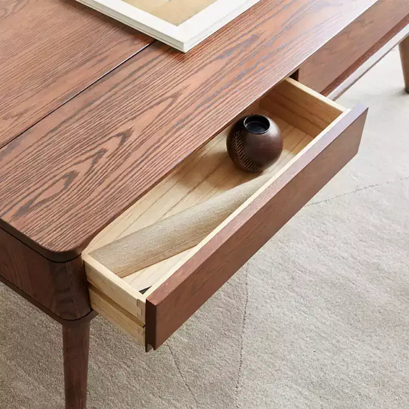 Table basse rectangulaire relevable avec compartiment de rangement caché et tiroirs, table de salon centrale en chêne facile à assembler pour salon et réception