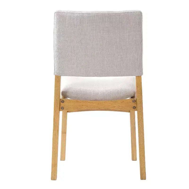 Chaises de salle à manger empilables rembourrées, assise et dossier en tissu de lin, cadre en bois massif, chaises de cuisine rustiques pour salle à manger et salon