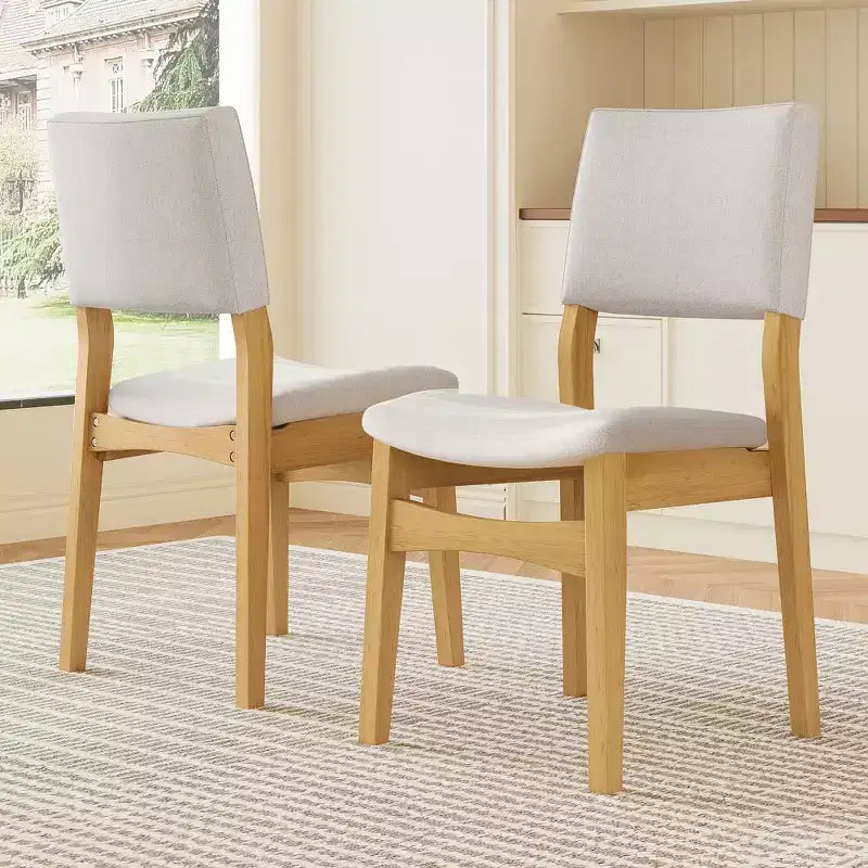 Chaises de salle à manger empilables rembourrées, assise et dossier en tissu de lin, cadre en bois massif, chaises de cuisine rustiques pour salle à manger et salon