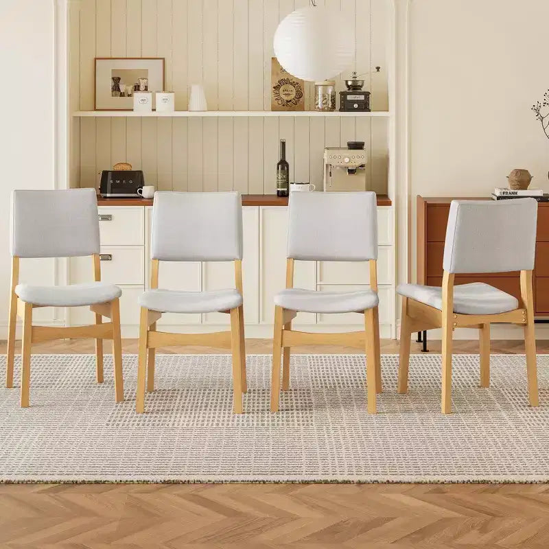 Chaises de salle à manger empilables rembourrées, assise et dossier en tissu de lin, cadre en bois massif, chaises de cuisine rustiques pour salle à manger et salon