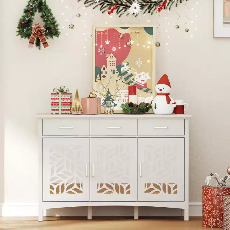 Bahut moderne avec étagères réglables, armoire de rangement multifonctionnelle avec 3 tiroirs et 3 portes
