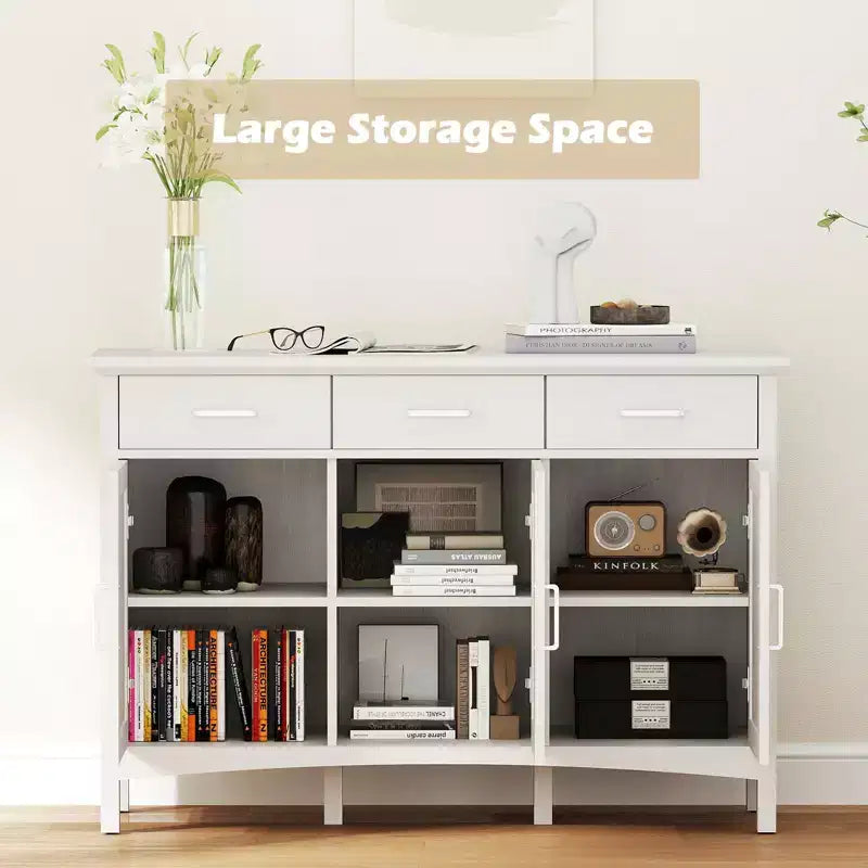 Bahut moderne avec étagères réglables, armoire de rangement multifonctionnelle avec 3 tiroirs et 3 portes