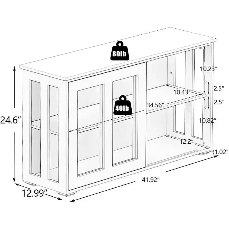 Buffet Armoire Moderne en Bois avec Portes Coulissantes en Verre, Meuble de Rangement Polyvalent pour Cuisine, Salle à Manger ou Salon