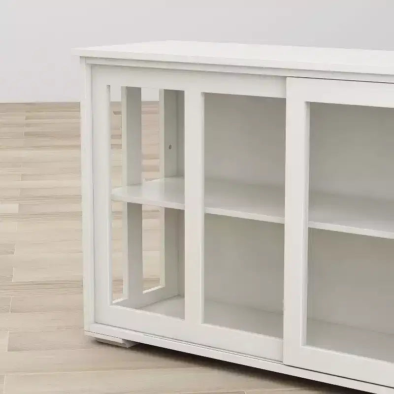 Buffet Armoire Moderne en Bois avec Portes Coulissantes en Verre, Meuble de Rangement Polyvalent pour Cuisine, Salle à Manger ou Salon