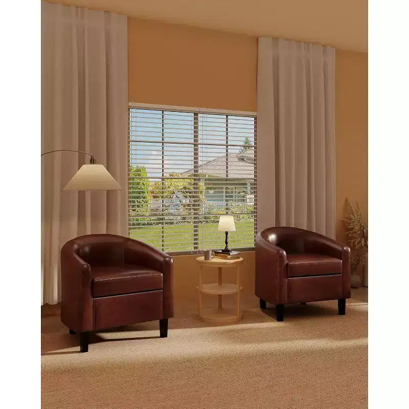 Fauteuils de salon, fauteuils d'appoint, ensemble de 2 fauteuils de club en similicuir avec siège rembourré doux pour chambre à coucher, salle d'attente, salle de lecture