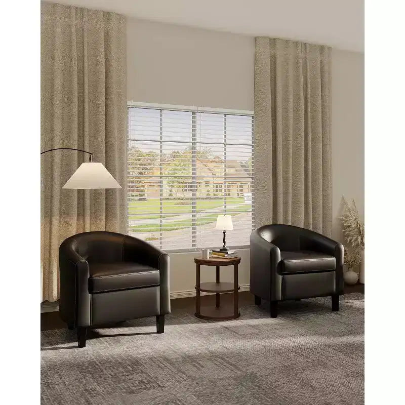 Fauteuils de salon, fauteuils d'appoint, ensemble de 2 fauteuils de club en similicuir avec siège rembourré doux pour chambre à coucher, salle d'attente, salle de lecture