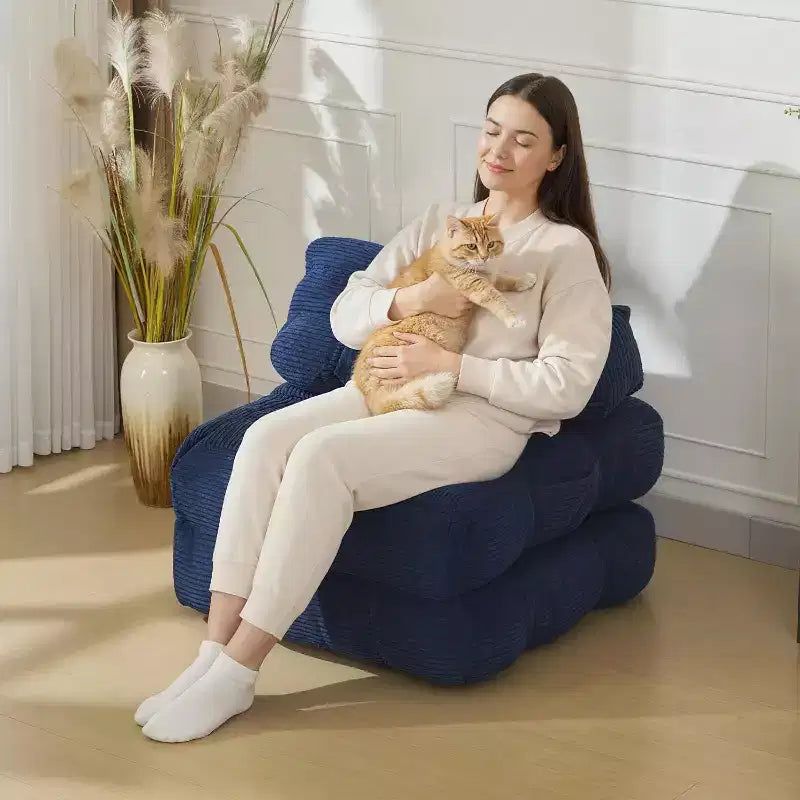 Canapé-lit pliant 2 places, fauteuil convertible simple avec oreiller, dossier ergonomique, banquette de sol pour salon, chambre à coucher
