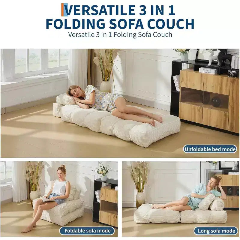 Canapé-lit pliant 2 places, fauteuil convertible simple avec oreiller, dossier ergonomique, banquette de sol pour salon, chambre à coucher
