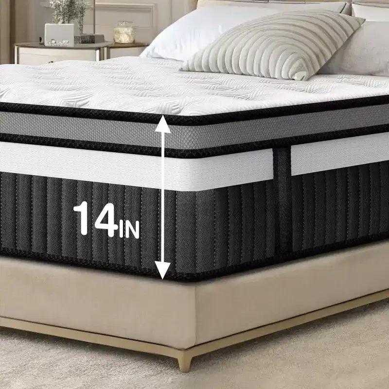 Matelas en mousse à mémoire de forme 14 po King Cooling Gel livré en boîte C, fermeté moyenne, soulagement de la pression, respirant