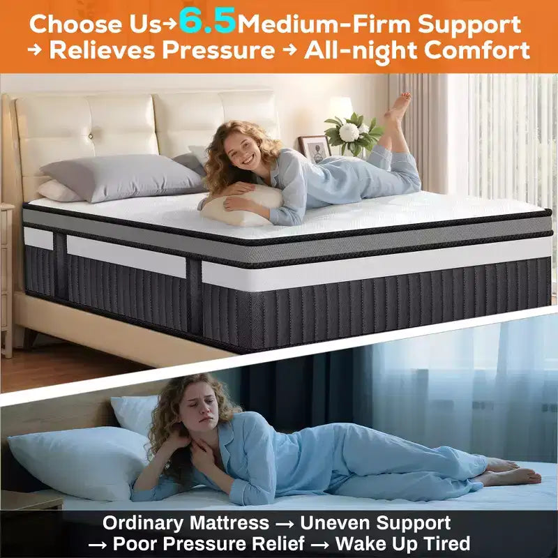 Matelas en mousse à mémoire de forme 14 po King Cooling Gel livré en boîte C, fermeté moyenne, soulagement de la pression, respirant