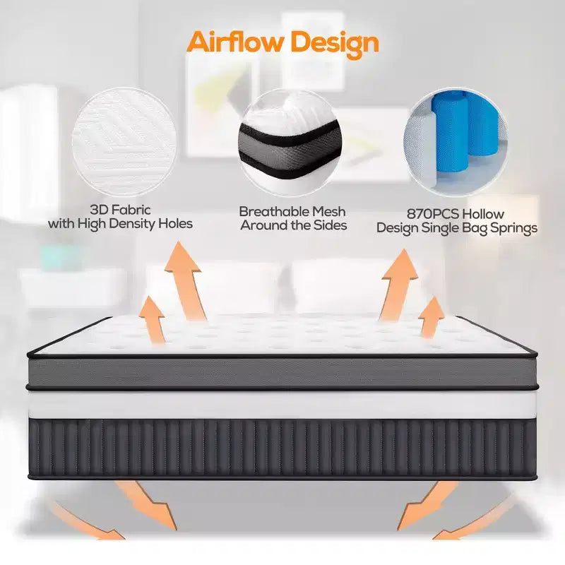 Matelas en mousse à mémoire de forme 14 po King Cooling Gel livré en boîte C, fermeté moyenne, soulagement de la pression, respirant