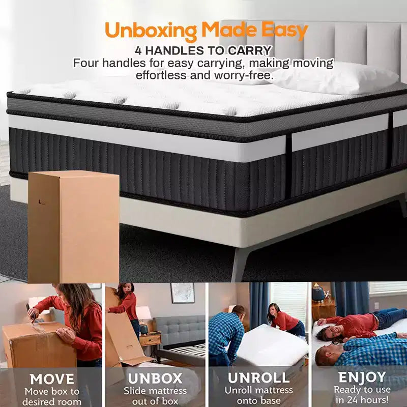 Matelas en mousse à mémoire de forme 14 po King Cooling Gel livré en boîte C, fermeté moyenne, soulagement de la pression, respirant