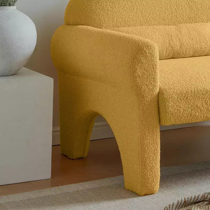 Canapé Moderne à Deux PlacesTissu Teddy, Cadre en Bois Robuste, Canapé Rembourré 2 Places avec Dossier pour Salon, Appartement ou Bureau