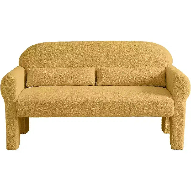 Canapé Moderne à Deux PlacesTissu Teddy, Cadre en Bois Robuste, Canapé Rembourré 2 Places avec Dossier pour Salon, Appartement ou Bureau