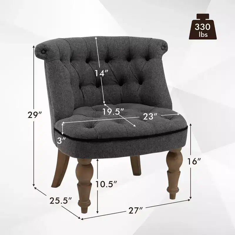 Lot de 2 chaises d'appoint capitonnées sans accoudops avec pieds en bois de hêtre