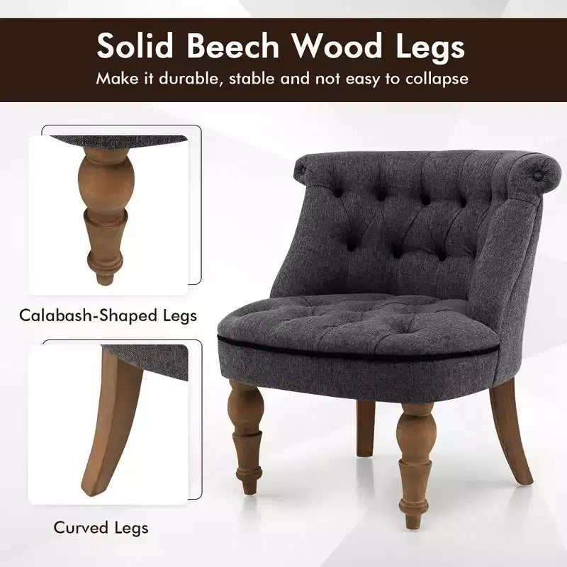 Lot de 2 chaises d'appoint capitonnées sans accoudops avec pieds en bois de hêtre