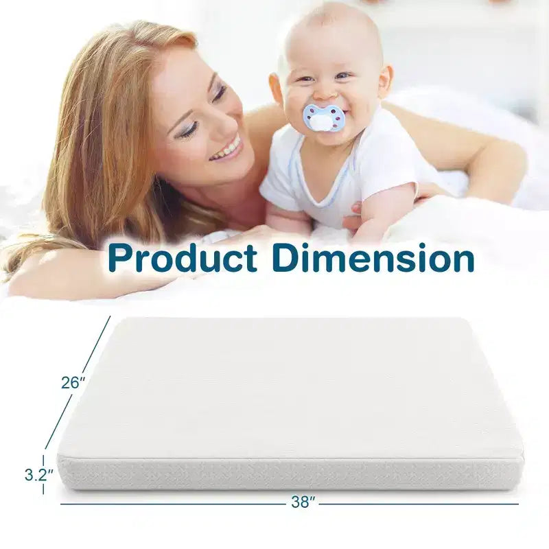 Matelas de parc bébé réversible 38'' x 26'' avec housse amovible et lavable