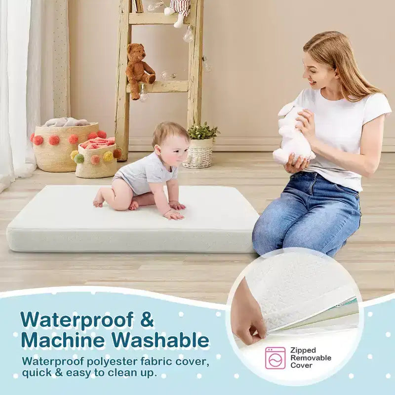 Matelas de parc bébé réversible 38'' x 26'' avec housse amovible et lavable