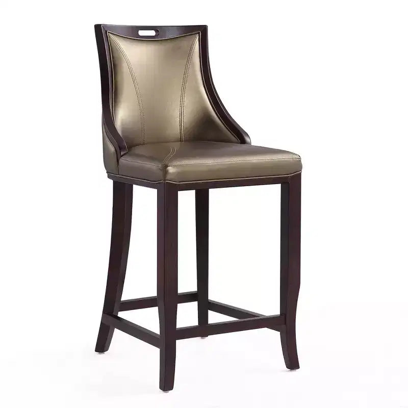Lot de 2 tabourets de bar rembourrés « Empereur » en similicuir et bois de hêtre