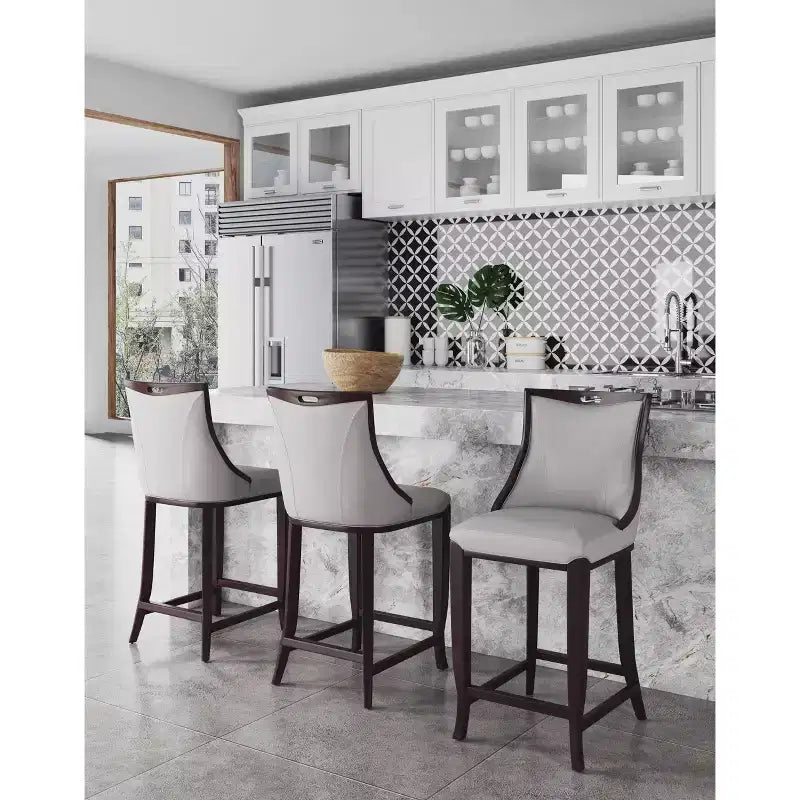 Lot de 2 tabourets de bar rembourrés « Empereur » en similicuir et bois de hêtre