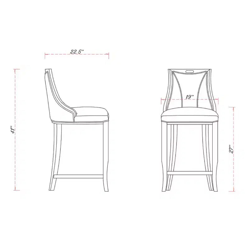 Lot de 2 tabourets de bar rembourrés « Empereur » en similicuir et bois de hêtre