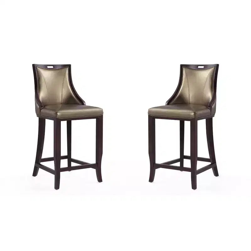 Lot de 2 tabourets de bar rembourrés « Empereur » en similicuir et bois de hêtre