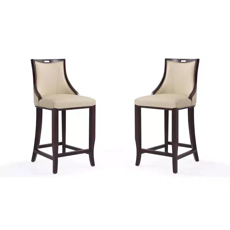 Lot de 2 tabourets de bar rembourrés « Empereur » en similicuir et bois de hêtre