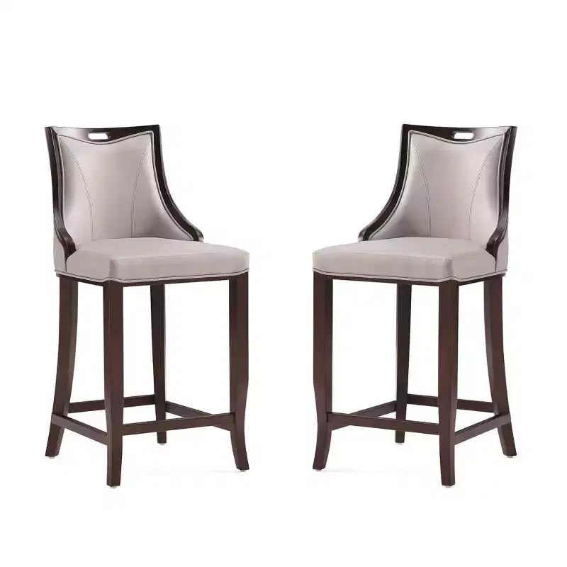 Lot de 2 tabourets de bar rembourrés « Empereur » en similicuir et bois de hêtre