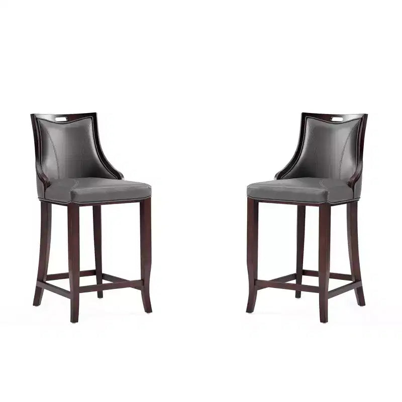 Lot de 2 tabourets de bar rembourrés « Empereur » en similicuir et bois de hêtre