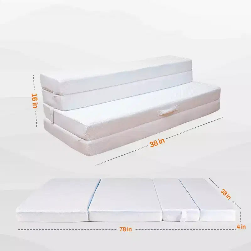 Canapé convertible 4 plis avec 1 matelas en mousse à mémoire de forme et gel intégré
