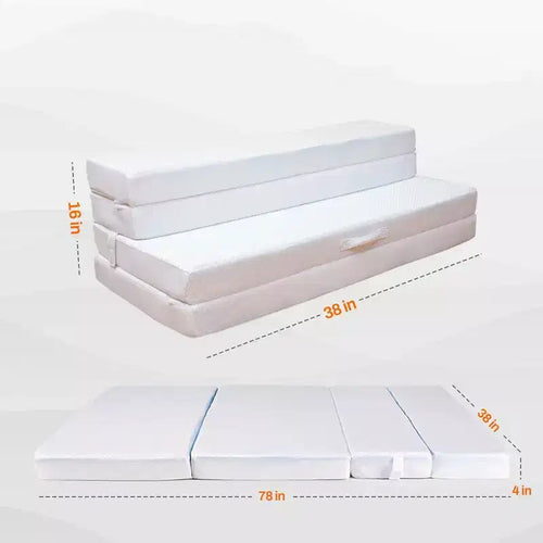 Canapé convertible 4 plis avec 1 matelas en mousse à mémoire de forme et gel intégré