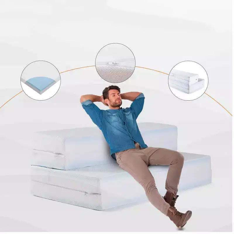 Canapé convertible 4 plis avec 1 matelas en mousse à mémoire de forme et gel intégré